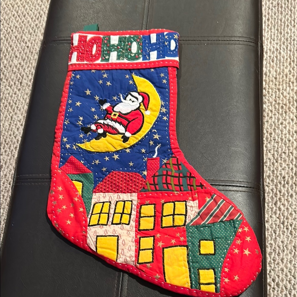 Vintage quilted Christmas stocking 15 inches by 7 inches Smoke and pet free home
